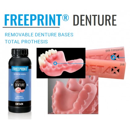 Detax Freeprint DENTURE Base Pink 385 DLP 3D Printing Resin - 500g and 1000g